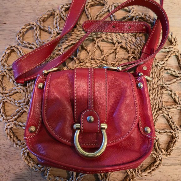 Vintage coccinelle red mini leather suede crossbody bag - Picture 7 of 8